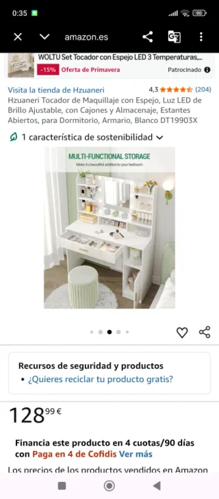 Tocador Maquillaje con Luces LED Regulables