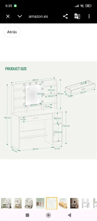Tocador Maquillaje con Luces LED Regulables