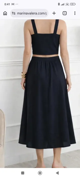 Conjunto negro y naranja bordado