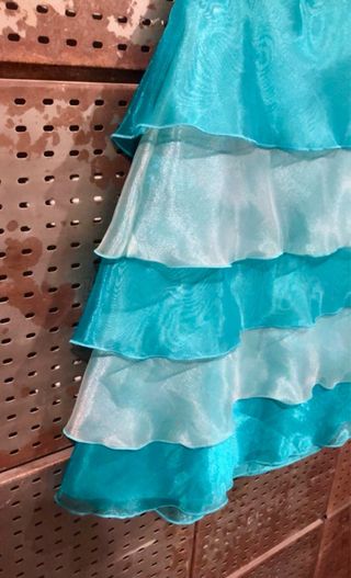 Vestido y chaqueta fiesta turquesa