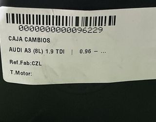 Audi czl caja de cambios a3 (8l) 1.9 tdi 96229