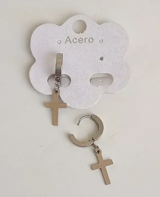 Pendientes acero con colgante de cruz