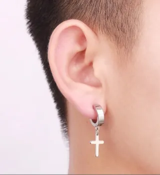 Pendientes acero con colgante de cruz