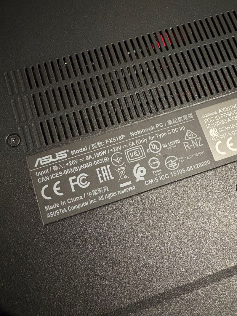 Portátil Asus TUF Dash F15 i5 16GB 1TB afbeelding 10