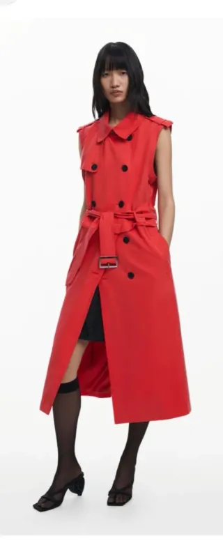 Gabardina desmontable desigual, negra talla s