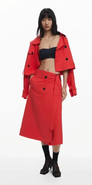 Gabardina desmontable desigual, negra talla s