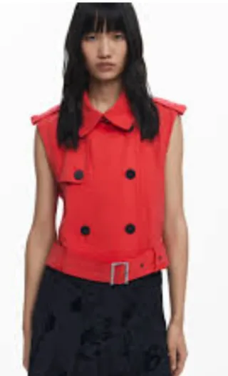 Gabardina desmontable desigual, negra talla s