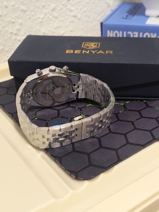 Reloj Benyar Hombre Esfera Verde y Acero