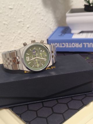 Reloj Benyar Hombre Esfera Verde y Acero