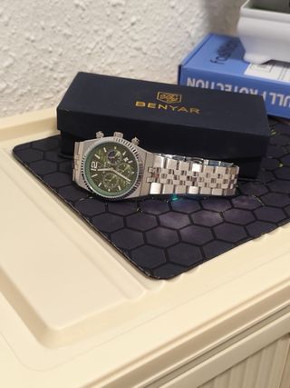Reloj Benyar Hombre Esfera Verde y Acero