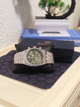 Reloj Benyar Hombre Esfera Verde y Acero