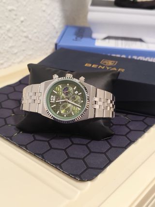 Reloj Benyar Hombre Esfera Verde y Acero