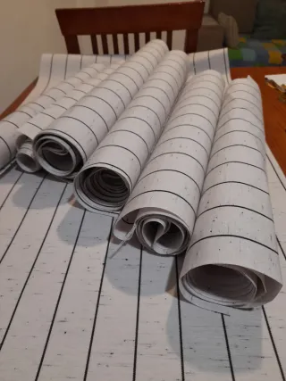 Tela per tende a righe bianca maculata