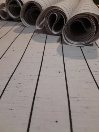 Tela per tende a righe bianca maculata