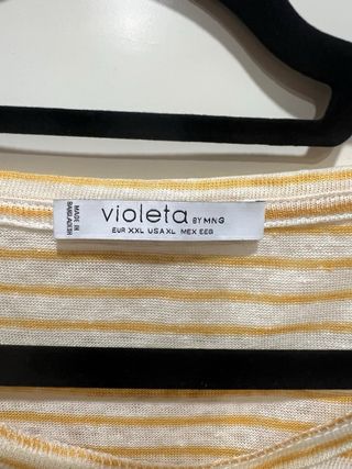 Camiseta Violeta Rayas Blanca y Amarilla T. Grande