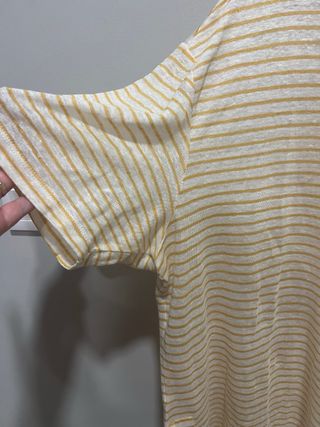 Camiseta Violeta Rayas Blanca y Amarilla T. Grande