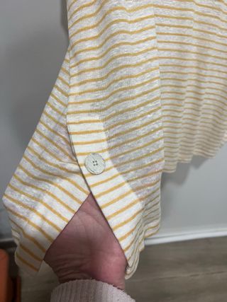 Camiseta Violeta Rayas Blanca y Amarilla T. Grande