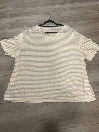 Camiseta Violeta Rayas Blanca y Amarilla T. Grande