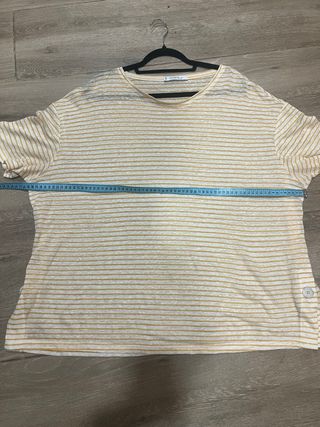 Camiseta Violeta Rayas Blanca y Amarilla T. Grande