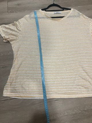 Camiseta Violeta Rayas Blanca y Amarilla T. Grande