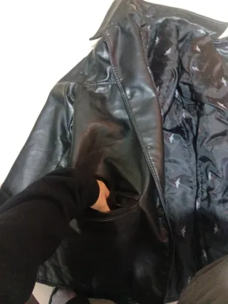 Chaqueta de piel larga hombre negra