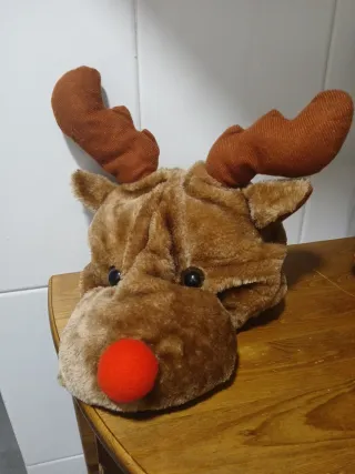 Gorro Reno Peluche Navideño