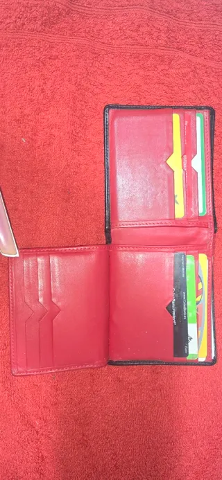 Cartera Pielnoble Hombre Apaisada Negra Roja