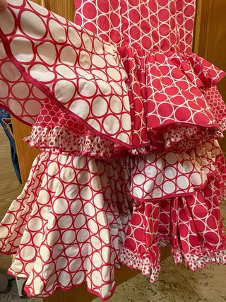 Vestido de flamenca rosa y blanco