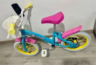 Bicicleta infantil azul y rosa