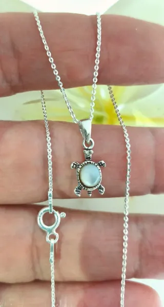 Colgante Tortuga Nácar con cadena Plata Ley 925