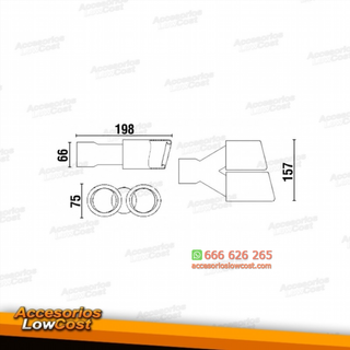 Cola de escape doble universal en acero inox. par