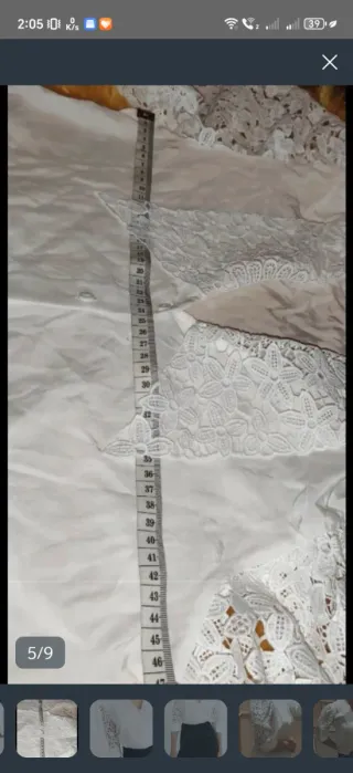 Camisa blanca encaje cuello bobo Talla S