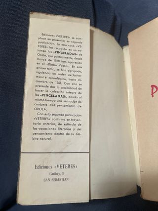 Libro antiguo Pinceladas. Editorial Veteres 1962