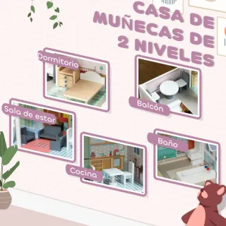 Casa de Muñecas AIYAPLAY 2 Pisos