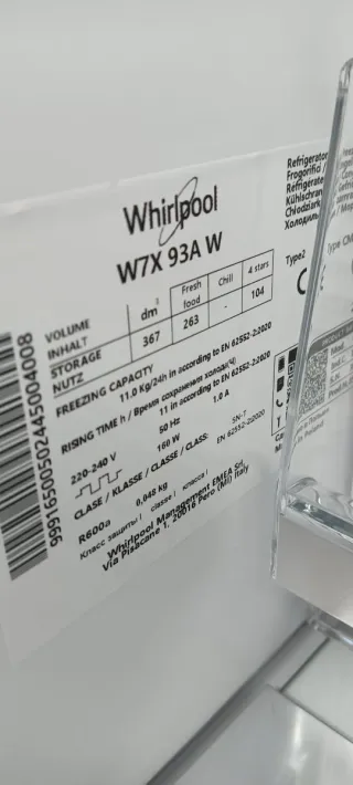 NEVERA WHIRLPOOL NO FROST ENERGÍA A+