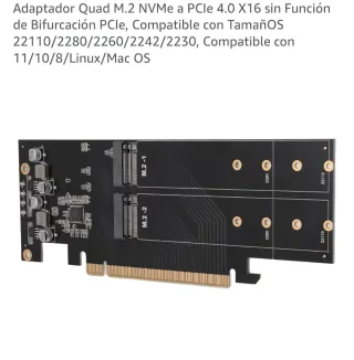 Adaptador Quad M.2 NVMe a PCIe 4.0 X16