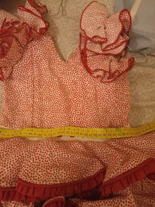 Traje Flamenca Niña Corto Rojo/Blanco