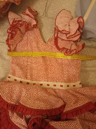 Traje Flamenca Niña Corto Rojo/Blanco