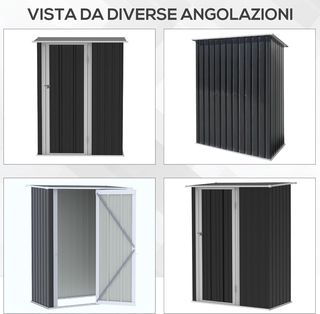 Caseta de Jardín para Utensilios de Chapa de Acero, Cobertizo de Jardín de Acero con Puertas, 142X84X189Cm, Gris