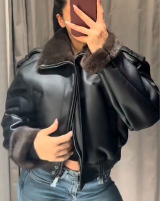 Chaqueta Zara Negra con Borrego