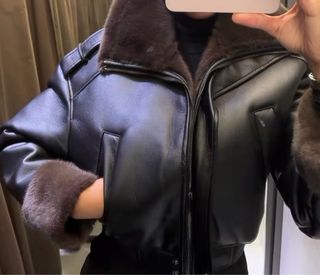 Chaqueta Zara Negra con Borrego