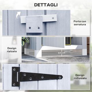 Cobertizo para Herramientas de Jardín de Madera de Abeto con 3 Estantes, Caseta de Herramientas de Jardín con Techo Inclinado Impermeable para Terraza Patio, 77.5X54.2X179.5 Cm, Blanco