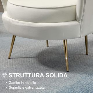 Sillón Diseño Vintage en Terciopelo, Silloncito Rétro para Habitación, Sala o Oficina, Crema 79X77X77Cm