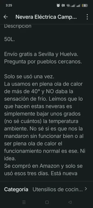 Nevera Eléctrica Camping 50L