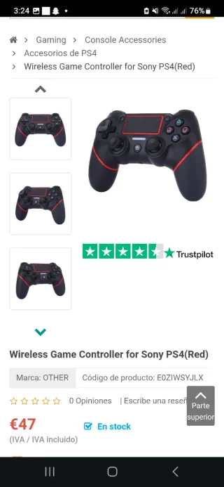 Mando PS4 Negro y Rojo