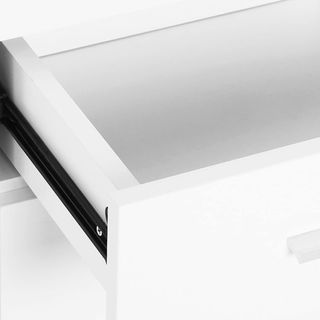 Armario De Oficina 3 Armarios 2 Cajones Madera 106X35X76Cm Blanco