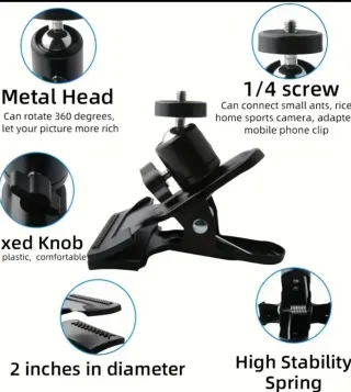 Pinza auxiliar para cámaras y trípode