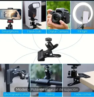 Pinza auxiliar para cámaras y trípode