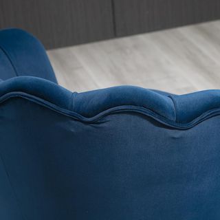 Sillón Concha, Sillón Vintage, Sillón para Dormitorio y Sala, Diseño Elegante, Con Respaldo Alto, 76X67X74Cm, Azul