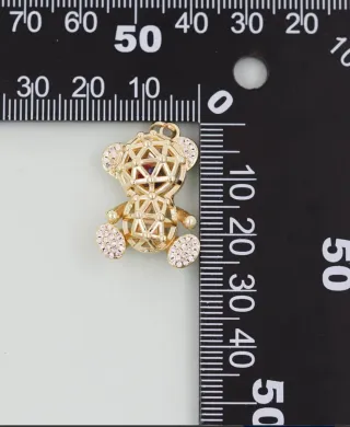 Collar  Oso Malla Geométrico  con cadena  Circonit